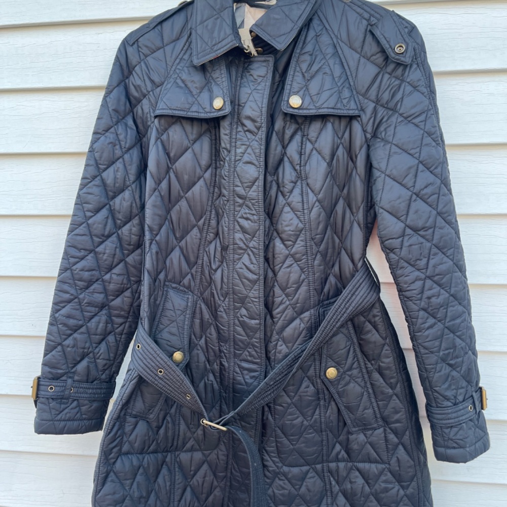 Burberry Quilted Black Jacket Coat Small